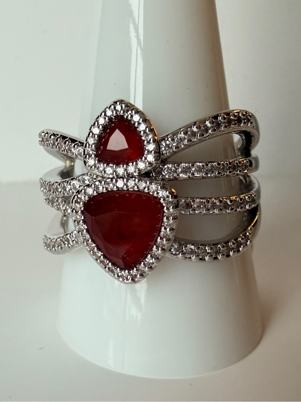 Bomb Party “Dazzled Ip” lab created Ruby fused w/ genuine Quartz.  Rhodium NWT